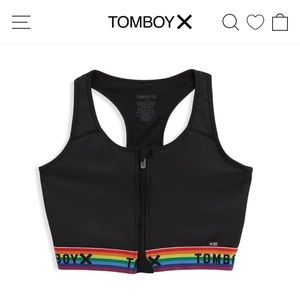 TomboyX swim top zip up pride swim sportsbra